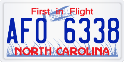 NC license plate AFO6338