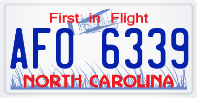 NC license plate AFO6339