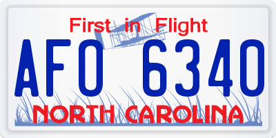 NC license plate AFO6340