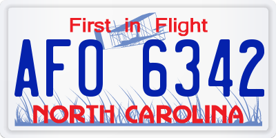 NC license plate AFO6342