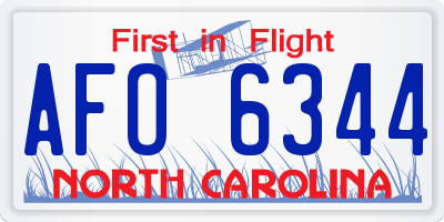 NC license plate AFO6344