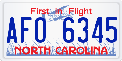 NC license plate AFO6345