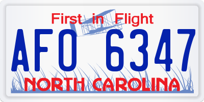 NC license plate AFO6347