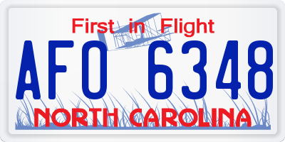 NC license plate AFO6348