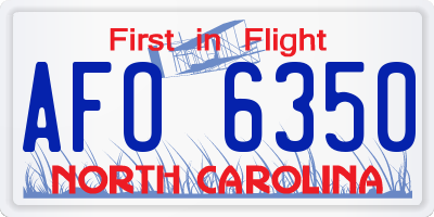 NC license plate AFO6350