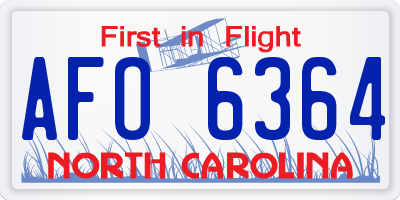 NC license plate AFO6364