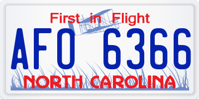 NC license plate AFO6366