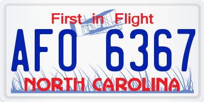 NC license plate AFO6367