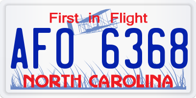 NC license plate AFO6368