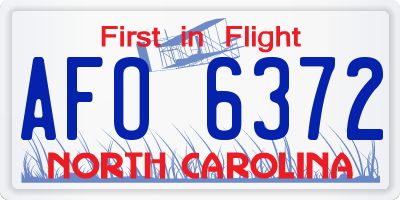 NC license plate AFO6372