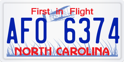 NC license plate AFO6374