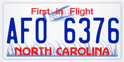 NC license plate AFO6376