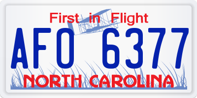 NC license plate AFO6377