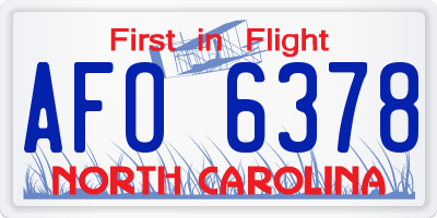 NC license plate AFO6378