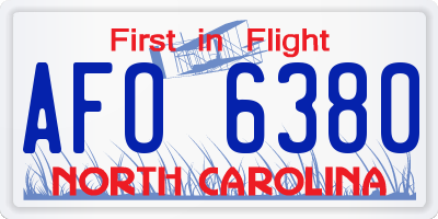 NC license plate AFO6380