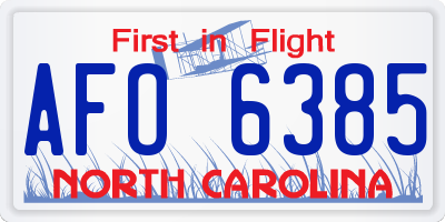 NC license plate AFO6385