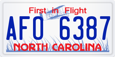 NC license plate AFO6387