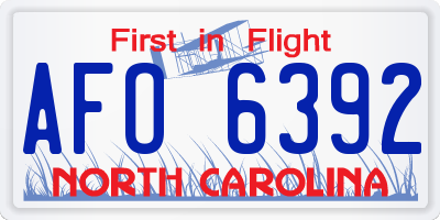 NC license plate AFO6392
