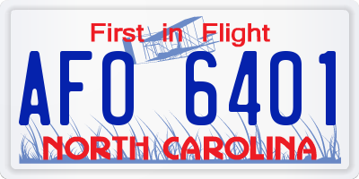 NC license plate AFO6401