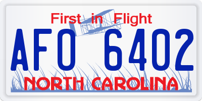 NC license plate AFO6402