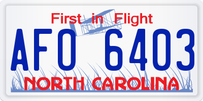 NC license plate AFO6403