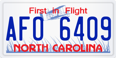 NC license plate AFO6409