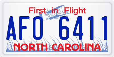 NC license plate AFO6411
