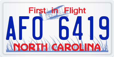 NC license plate AFO6419