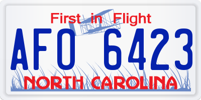 NC license plate AFO6423