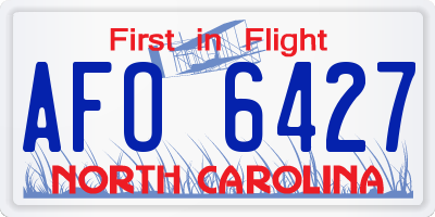 NC license plate AFO6427