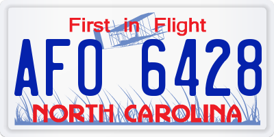 NC license plate AFO6428