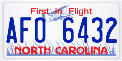 NC license plate AFO6432