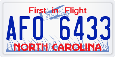 NC license plate AFO6433