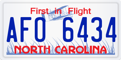 NC license plate AFO6434