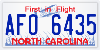 NC license plate AFO6435
