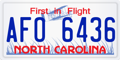 NC license plate AFO6436