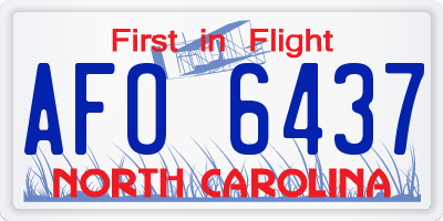 NC license plate AFO6437