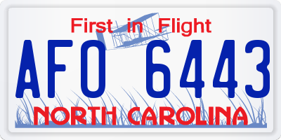 NC license plate AFO6443