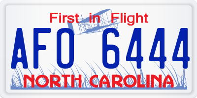 NC license plate AFO6444