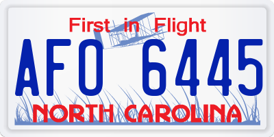 NC license plate AFO6445