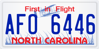 NC license plate AFO6446