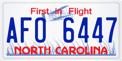NC license plate AFO6447