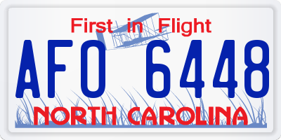 NC license plate AFO6448