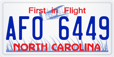 NC license plate AFO6449