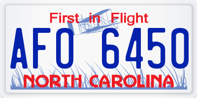 NC license plate AFO6450