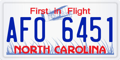 NC license plate AFO6451