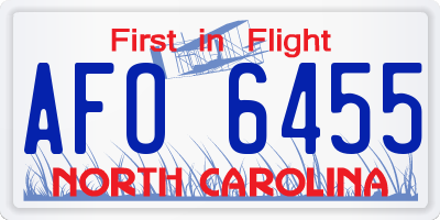 NC license plate AFO6455