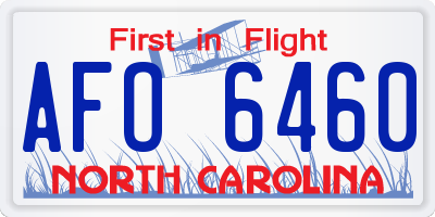 NC license plate AFO6460