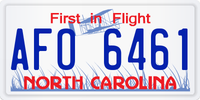 NC license plate AFO6461