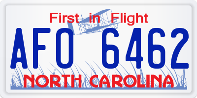 NC license plate AFO6462